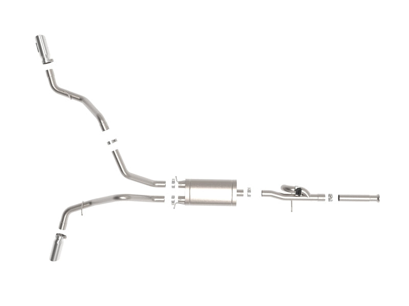 aFe Gemini XV Cat-Back Exhaust System GM Trucks 09-18 V6-4.3/V8-4.8/5.3L- Cut-Out Polished