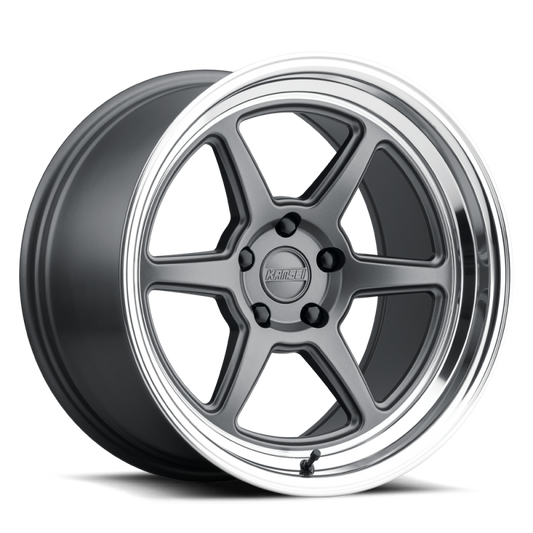 Kansei K14G Roku 18x8.5in / 5x100 BP / 35mm Offset / 73.1mm  Bore - Grey and Machined Lip
