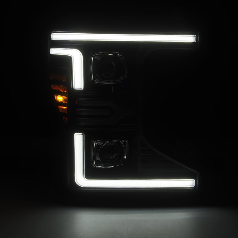 AlphaRex 20-22 Ford F-250/350/450/550 SD LUXX-Series LED Proj Headlights Bk w/Acv Light SS & SBDRL