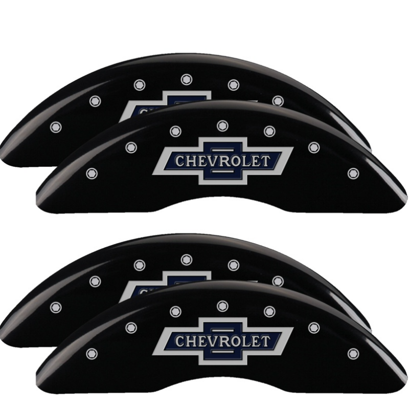 MGP 4 Caliper Covers Engraved F & R 100th Anniv Black Finish Silver Char 2019 Chevy Silverado 3500HD