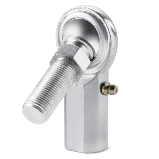 QA1 C Series 2-Pc Rod End - Female/Right Hand - .375in Bore x 3/8-24 w/Stud & Zerk - Carbon Steel
